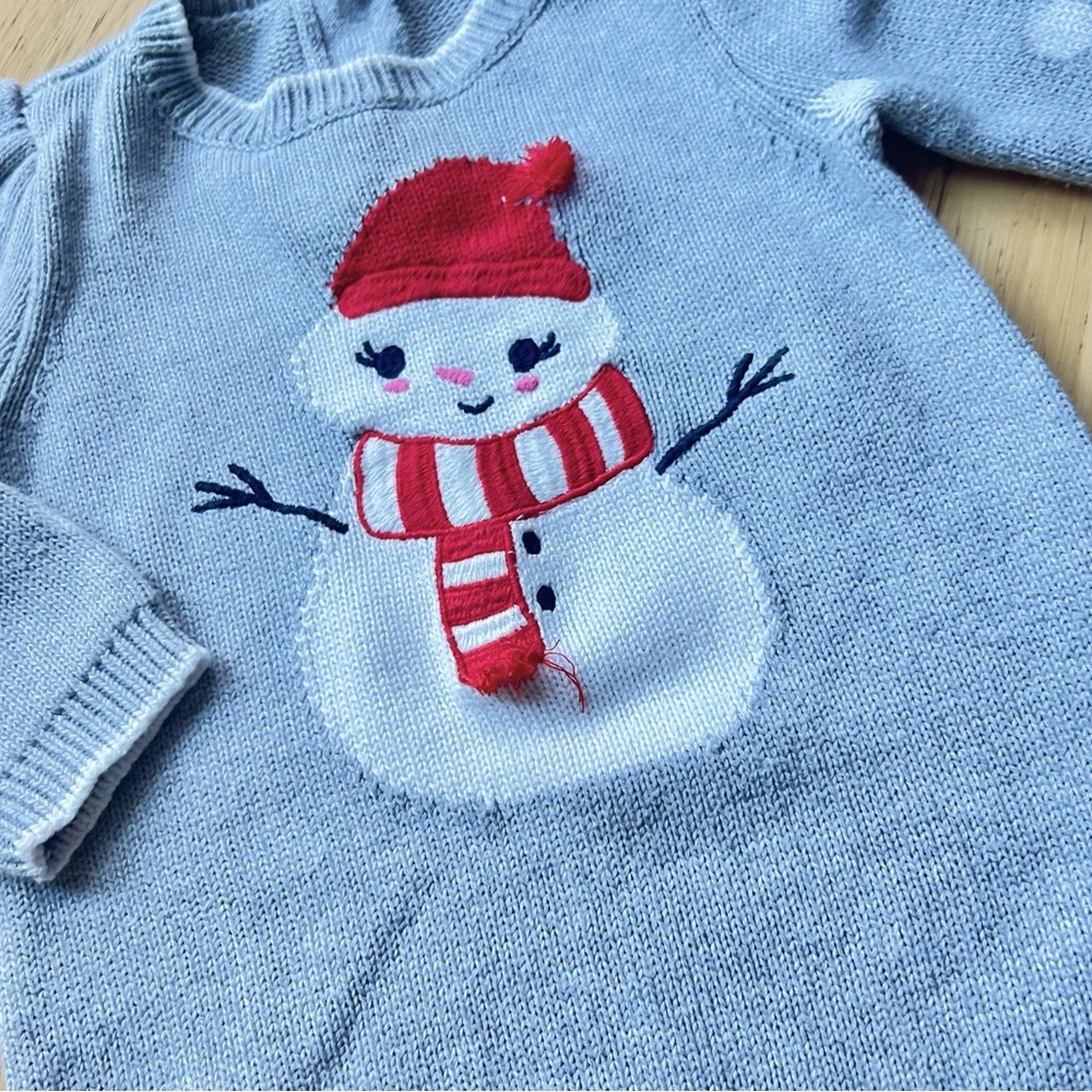🎉5/$20🎉 GYMBOREE 2014 Gray Snowman Sweater Dress 12-18M - Picture 3 of 5